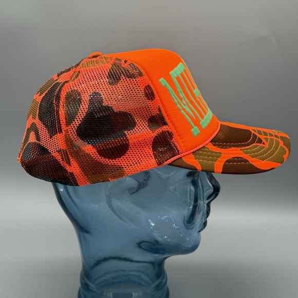 Ascot + Hart Miracle‎ Trucker Hat Orange Camo Mesh Snapback Cap One Size NEW - Picture 3 of 7